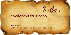 Kovácsovics Csaba névjegykártya